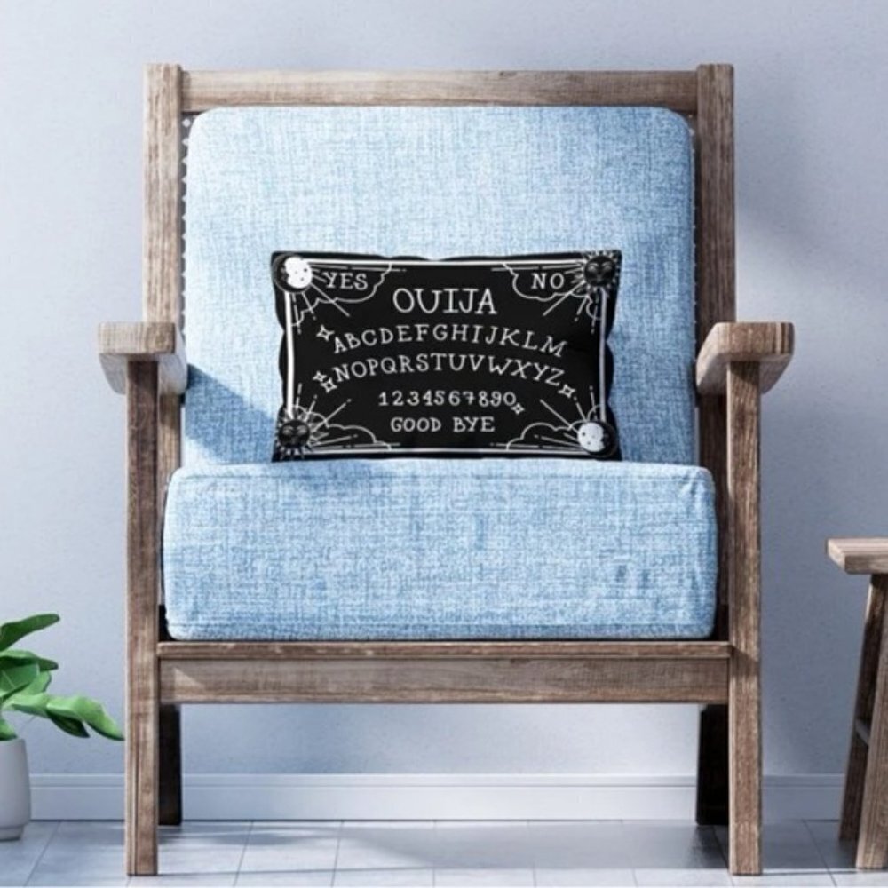 Pillow Cover Ouija Board Moon Stars Skull Black White Lumbar 19.7 in X 11.8 - Picture 4 of 15